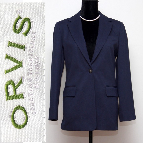 Orvis Women's Navy Blazer Jacket Size‎ 6 Classic Tailored Coat Navy Blue - Picture 2 of 16